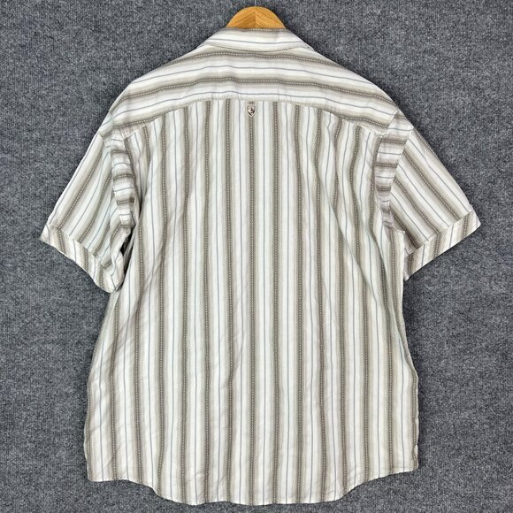 Kuhl Mens‎ SZ XL Beige Striped Short Sleeve Button-Down Shirt - Picture 2 of 8